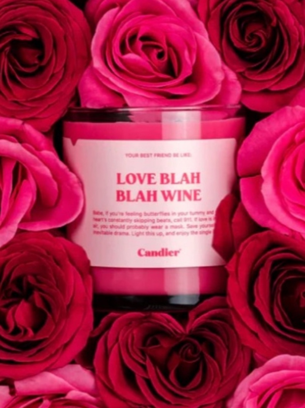 Candier Love Blah Blah Wine Scented Candle - Pink NWT